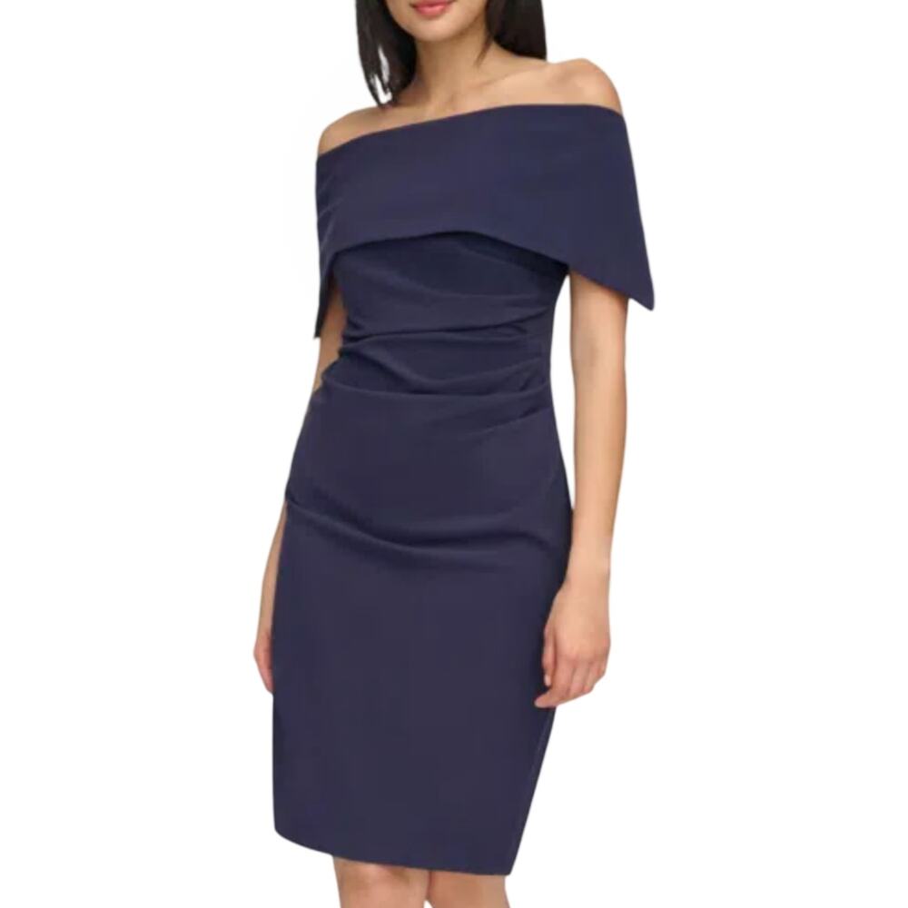 Vince Camuto | Navy Blue Popover Off-Shoulder Dress Quiet Luxury Old Money